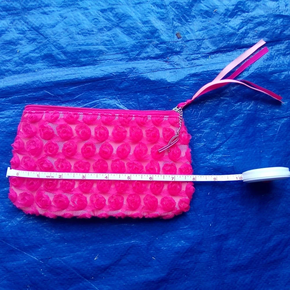 Pink Floral Clutch with Ribbon Accent